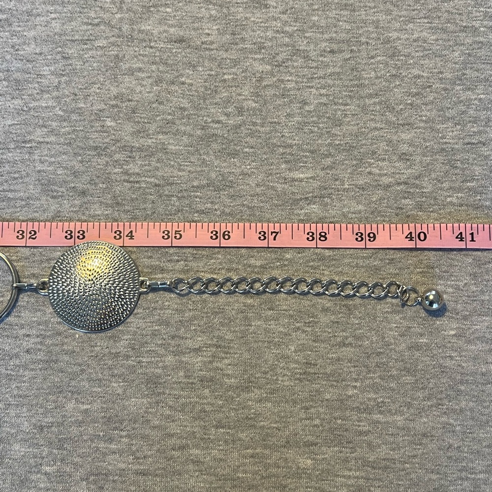 Gunmetal Chain Belt w/ Textured Medallion Discs Adjustable to 40” - Picture 6 of 7